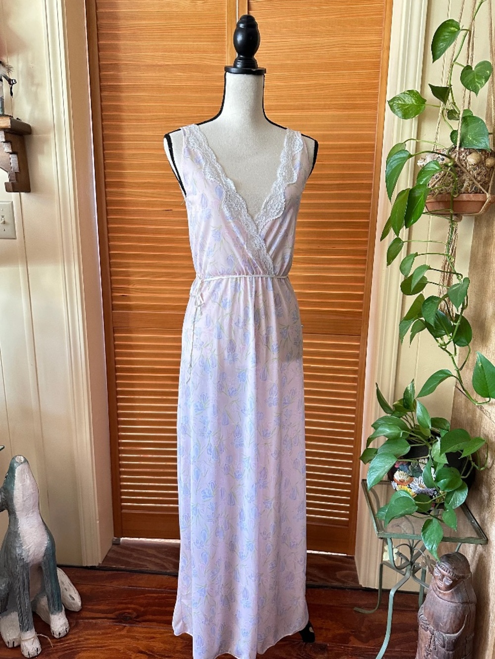 Vintage Diane Von Furstenberg Floral Nylon Nightgown:Lace Trim